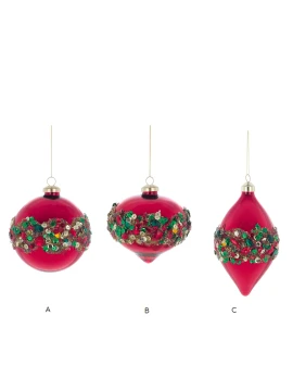 Blanc MariClò - Sequin Christmas Ball - Red