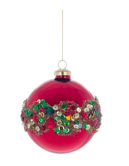Blanc MariClò - Sequin Christmas Ball - Red