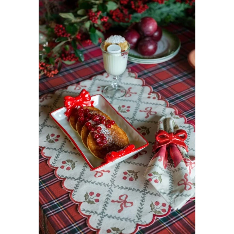 Blanc MariClò - Tray with Red Bows - Candy Cane