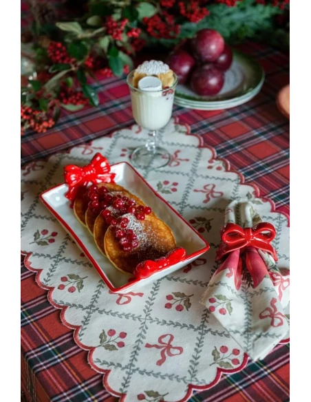 Blanc MariClò - Tray with Red Bows - Candy Cane