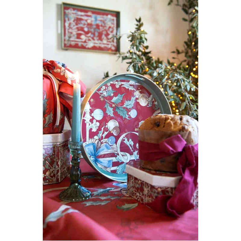 Blanc MariClò - Vassoio Rotondo Intrecci di Sogno - Rosso