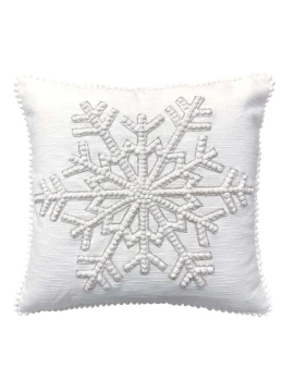Blanc MariClò - Snowflake Embroidered Cushion - White