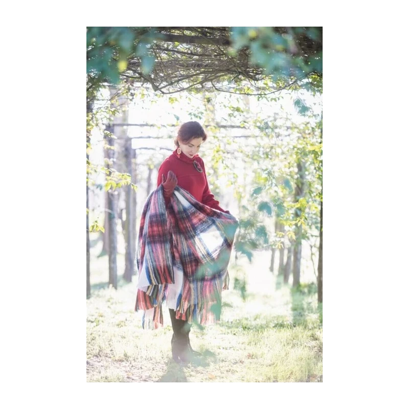 Blanc MariClò - Plaid with Vintage Tartan Fringes - 130 x 200 cm