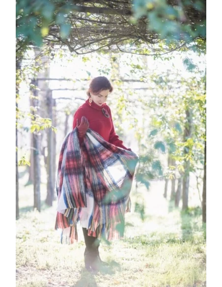 Blanc MariClò - Plaid with Vintage Tartan Fringes - 130 x 200 cm