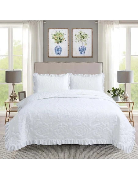 Blanc MariClò - Quilt with Gala Camelia Collection - White