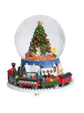 Henriette - Globe Music Box with Movement - Christmas Tree and Train