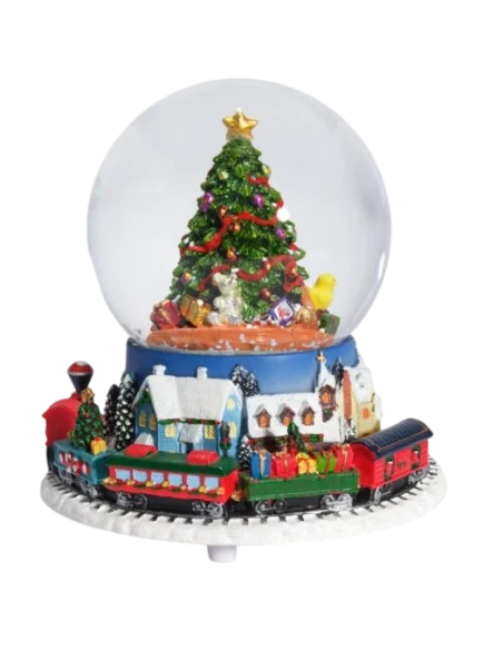 Henriette - Globe Music Box with Movement - Christmas Tree and Train