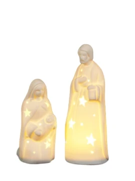 Henriette - Set of 2 Nativity Decorations with Light - Matt White