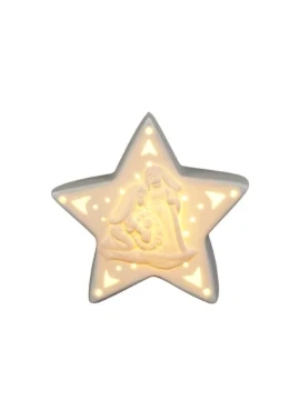 Henriette - Decorazione Natività Stella con Luce - Bianco Opaco
