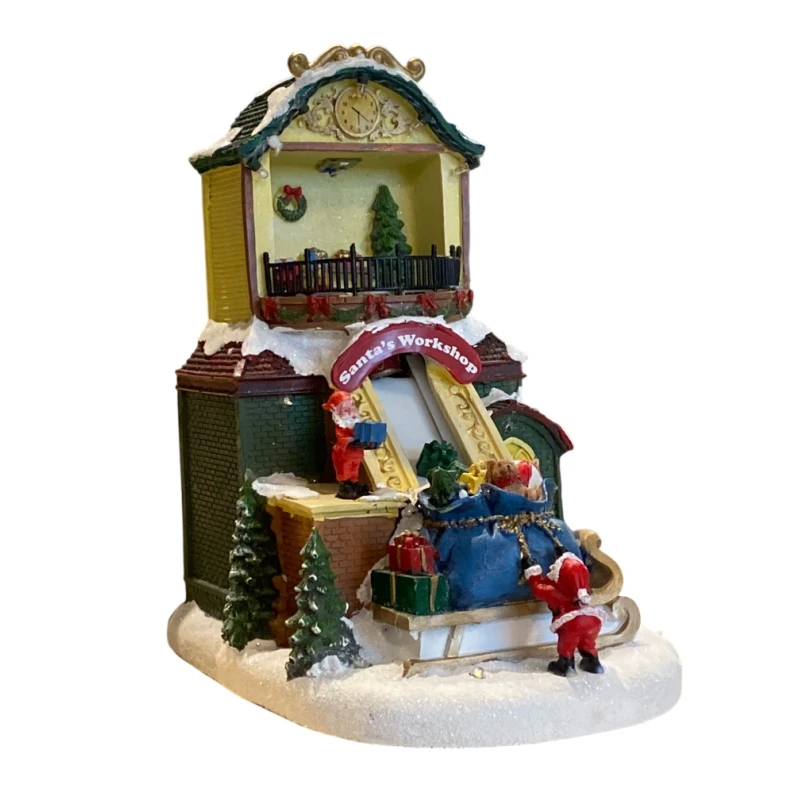 Henriette - Christmas Village Music Box with Lights and Movement - Santa's Workshop