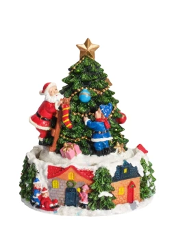 Henriette - Christmas Tree and Santa Claus Music Box with Movement