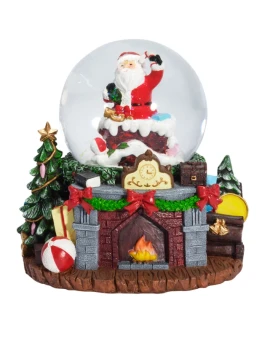 Henriette - Globe Chimney and Santa Claus Music Box with Lights and Music