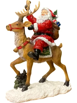 Henriette - Santa Claus on Reindeer Decoration - H 27 cm