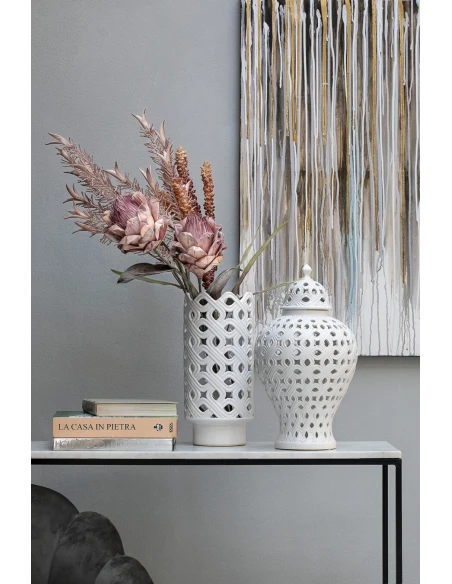 Henriette - Intrecci Ceramic Vase - White