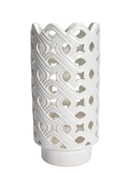 Henriette - Intrecci Ceramic Vase - White