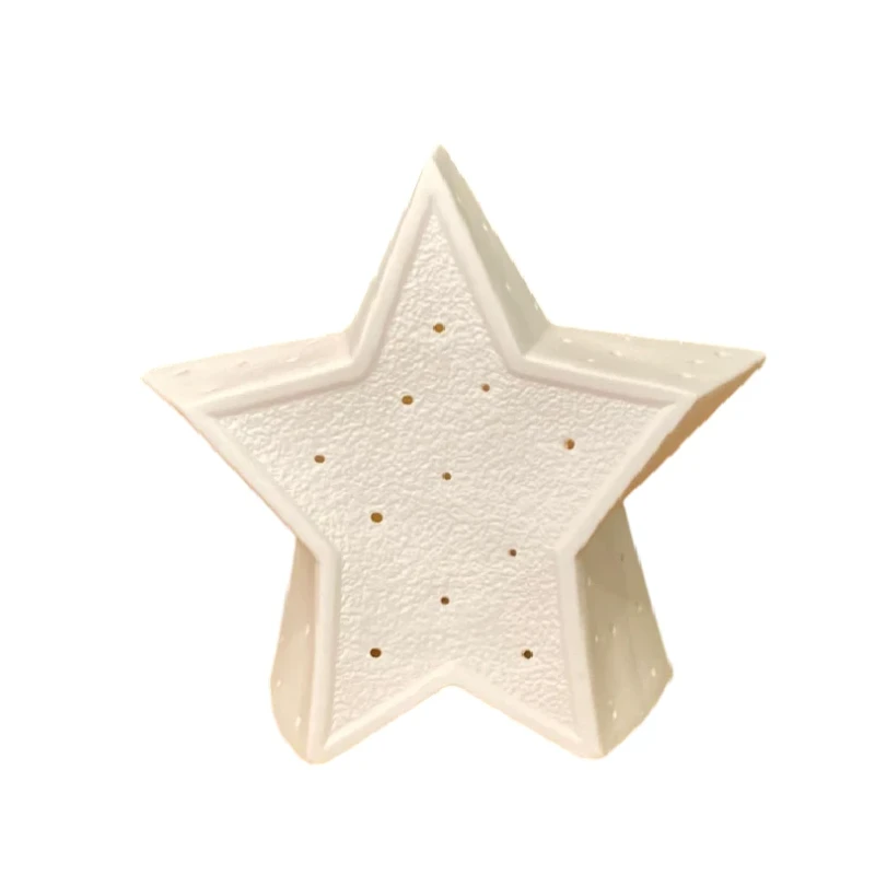 Henriette - Decorazione Stella con Luci - Bianco Opaco / Oro