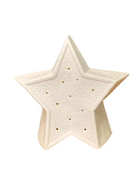 Henriette - Star Decoration with Lights - Matte White / Gold