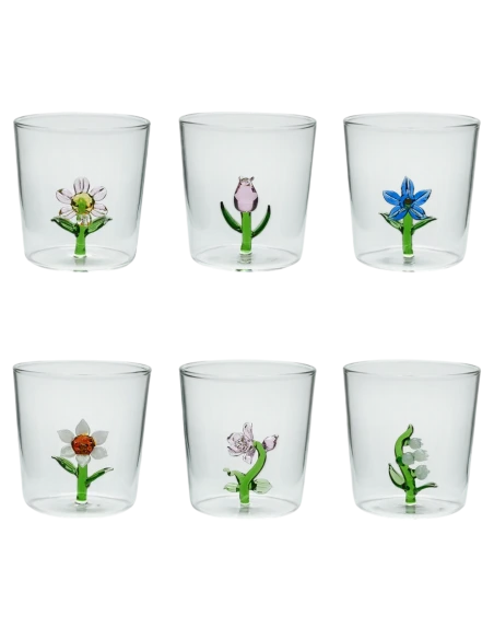 Henriette - Set of 6 Glasses - Flowers