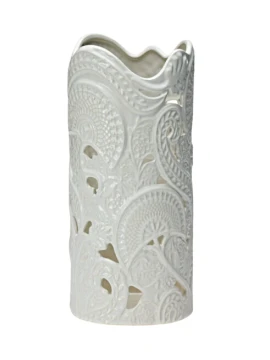 Henriette - White Cylindrical Vase - Lotus