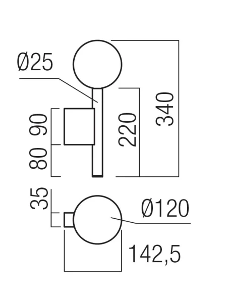 Redo Group - Bolla Lampada da Parete - Oro Opaco