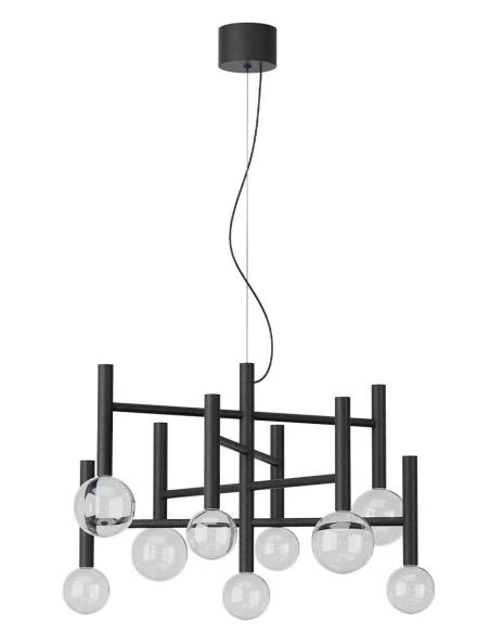 Redo Group - Bolla Lampada a Sospensione a 9 Luci - Nero