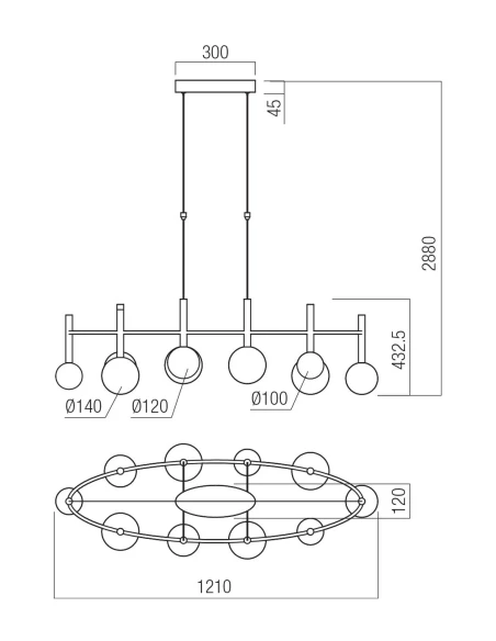 Redo Group - Bolla Lampada a Sospensione Ovale - Nero