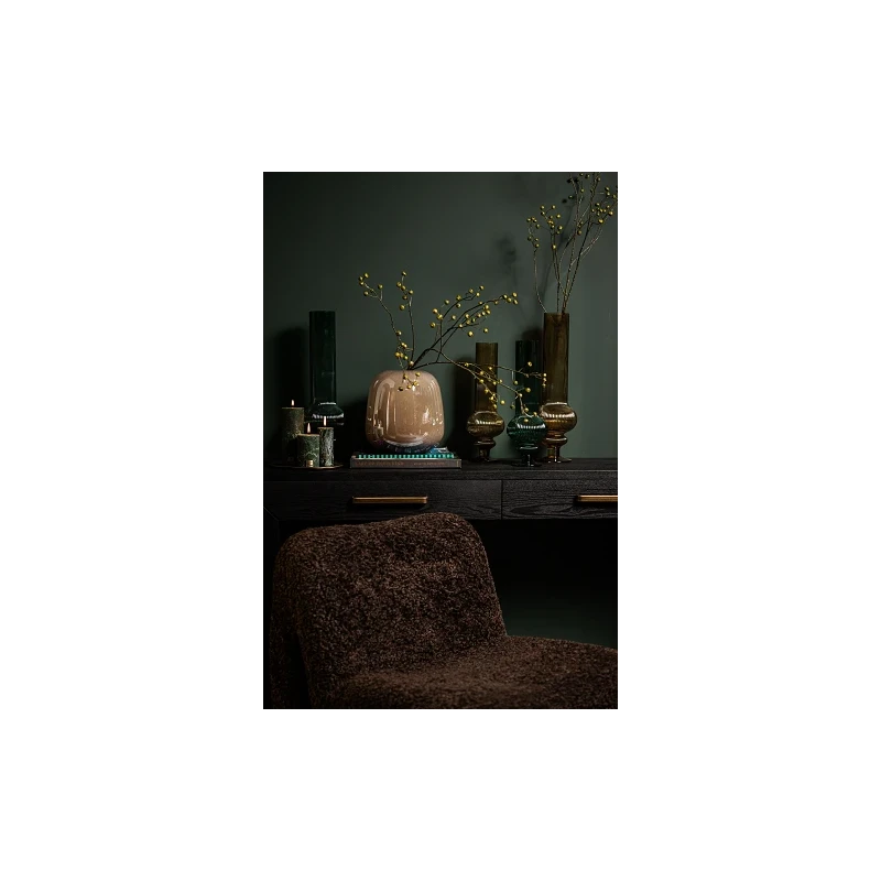 PTMD - Vaso Rotondo in Vetro Cannettato Keala - Ambra