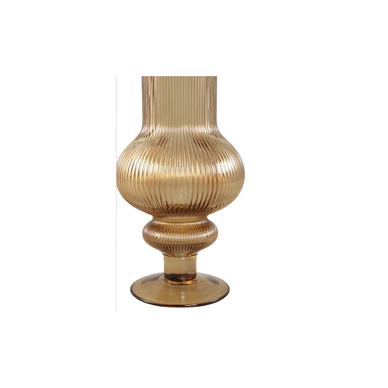 PTMD - Keala Round Ribbed Glass Vase - Amber