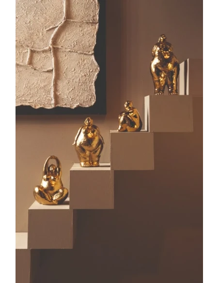 PTMD - Scultura Donna Seduta B Oday - Ceramica Dorata