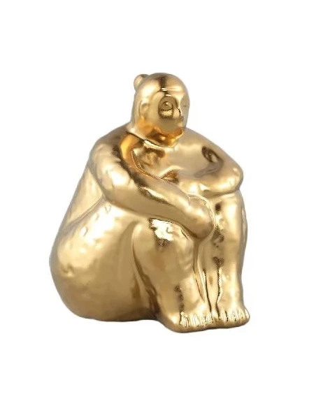 PTMD - Seated Woman Sculpture B Oday - Golden Ceramic
