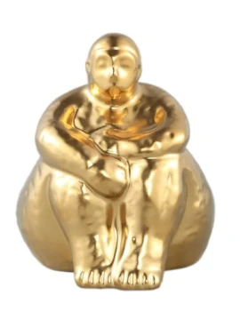 PTMD - Seated Woman Sculpture B Oday - Golden Ceramic