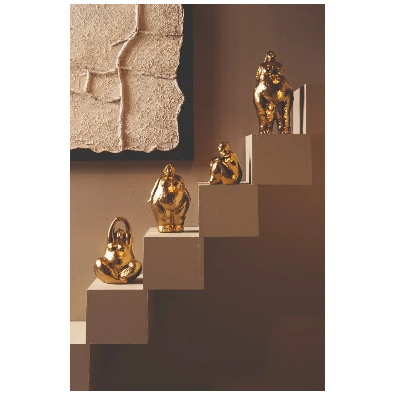 PTMD - Standing Woman Sculpture B Oday - Golden Ceramic