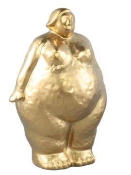 PTMD - Standing Woman Sculpture B Oday - Golden Ceramic