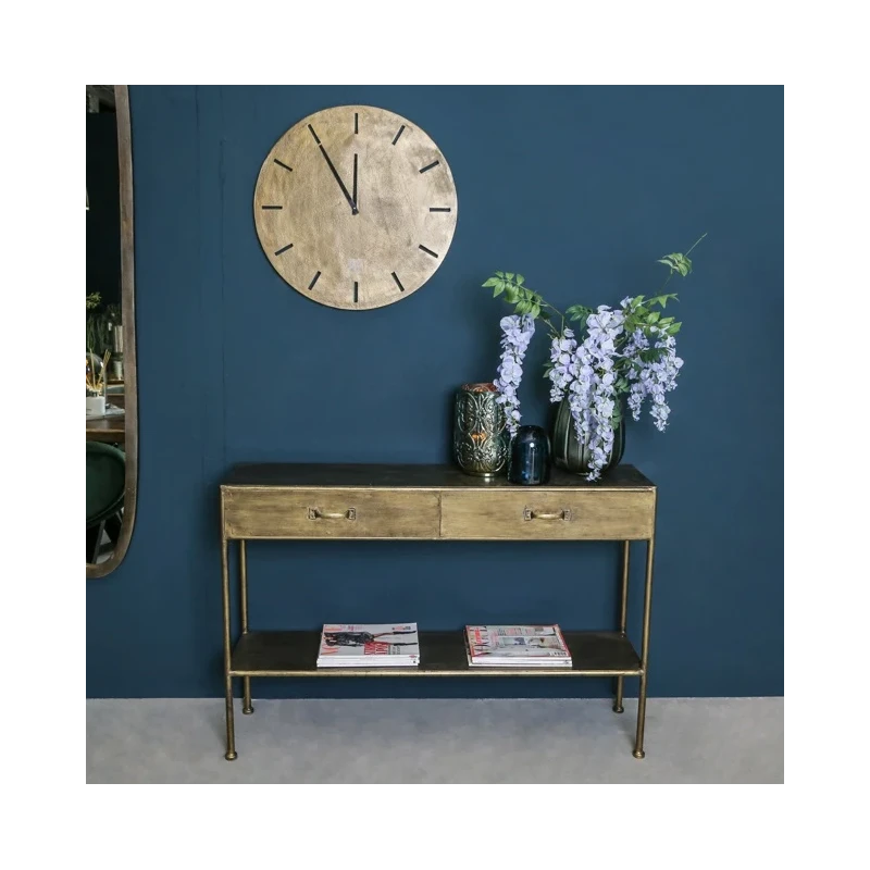 PTMD - Console Table with 2 Drawers - Gold Metal