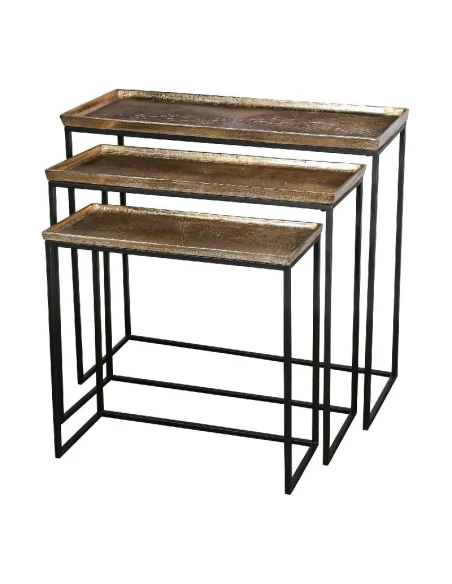 PTMD - Set of 3 Daan Coffee Tables - Gold / Black