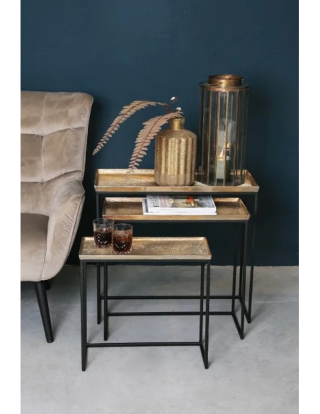 PTMD - Set of 3 Daan Coffee Tables - Gold / Black