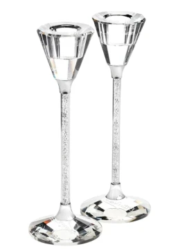 Ottaviani - Pair of Crystal Candlesticks - H 18 cm