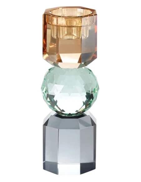 Ottaviani - Colored Crystal Candlestick with Central Sphere