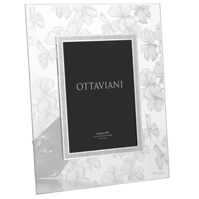 Ottaviani - Peach Blossom Crystal Photo Frame - Silver Leaf