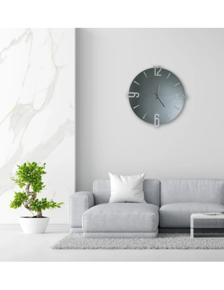 Ceart - Alfa Mirror Wall Clock - Smoked Black / Silver