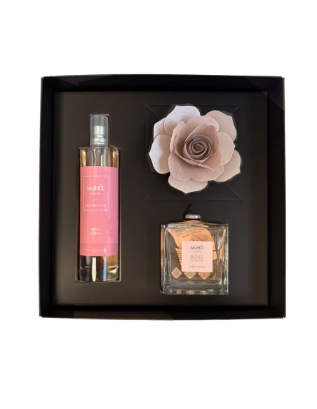 Muhà - Confezione Regalo Diffusore Rosa e Spray Ambienti - Ambra Antica