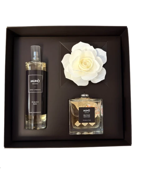 Muhà - Confezione Regalo Diffusore Rosa e Spray Ambienti - Acqua e Sale