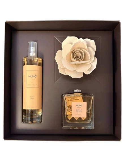 Muhà - Gift Set: "Rose" Diffuser + Room Spray - Dolce Latte