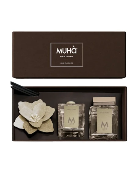 Muhà - Confezione Regalo Diffusore Magnolia e Diffusore a Bastoncini - Dolce Latte