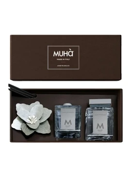 Muhà - Gift Set: "Magnolia" Diffuser + Reed Diffuser - Cotton Flowers