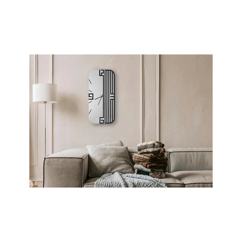 Ceart - Orologio da Parete Lyra Vertical - Nero / Specchio Nero Fumè