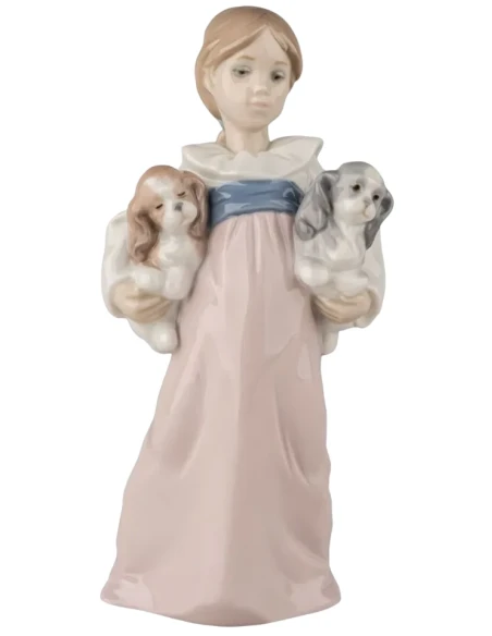 Lladró - Little Girl with Puppies Sculpture - Porcelain