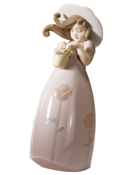 Lladró - Little Rose Girl Sculpture - Porcelain