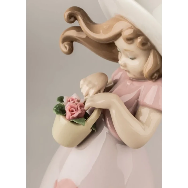 Lladró - Scultura Bimba Piccola Rosa - Porcellana