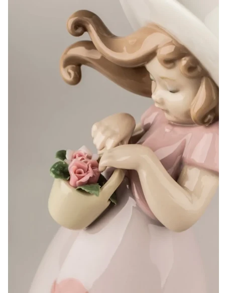 Lladró - Scultura Bimba Piccola Rosa - Porcellana
